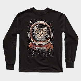 Space Astronaut Kitty Cat - Fun Animal Designs Long Sleeve T-Shirt